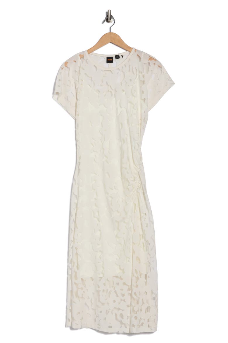 Ebuna Floral Semi Sheer T-Shirt Dress, Alternate, color, OPEN WHT