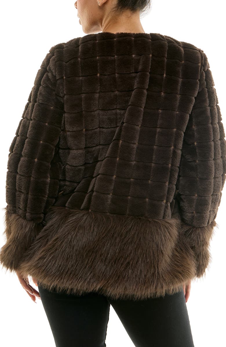 Nina Leonard Faux Fur Long Sleeve Bolero, Alternate, color, Chocolate Brown