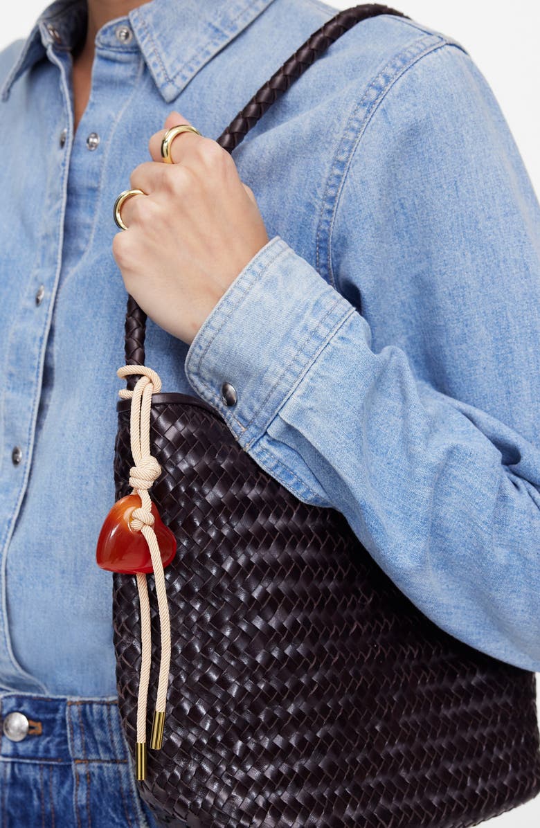 Madewell The Handwoven Leather Shoulder Bag, Alternate, color, Coffee Bean