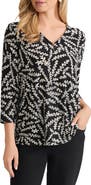 Jones New York Botanical Print V-Neck Top