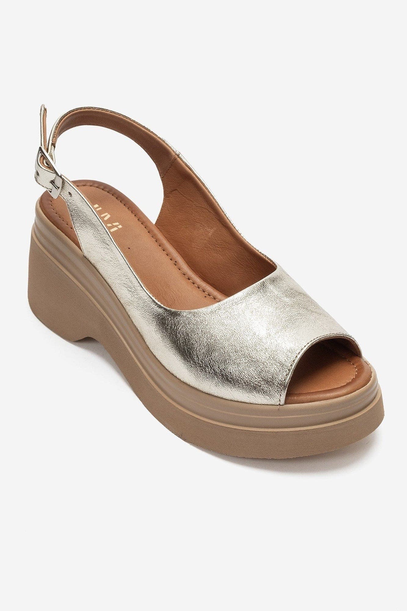 Laure Leather Wedge Sandal, Alternate, color, Gold