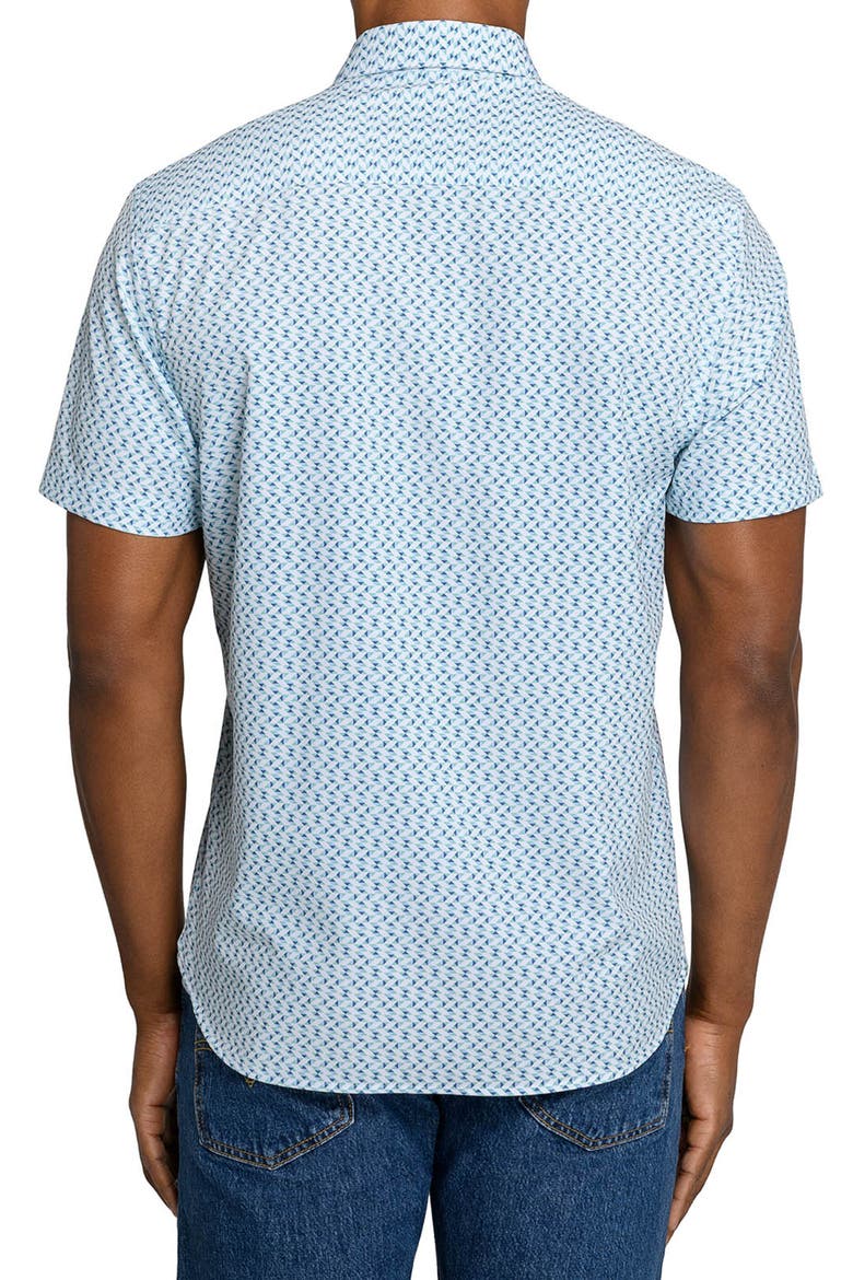 Slim Fit Zig Zag Woven Short Sleeve Basic Shirt, Alternate, color, WHITE/GREEN
