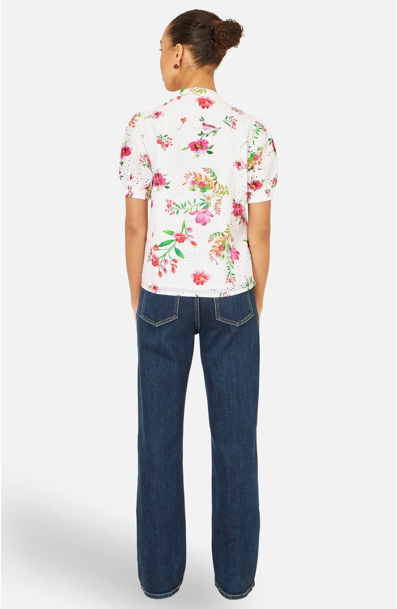 Yumi Cotton Broderie Anglaise Floral Shirt, Alternate, color, White