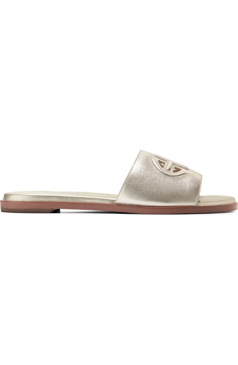 Cole Haan Flynn Logo Slide Sandal, Alternate, color, Gold Leather