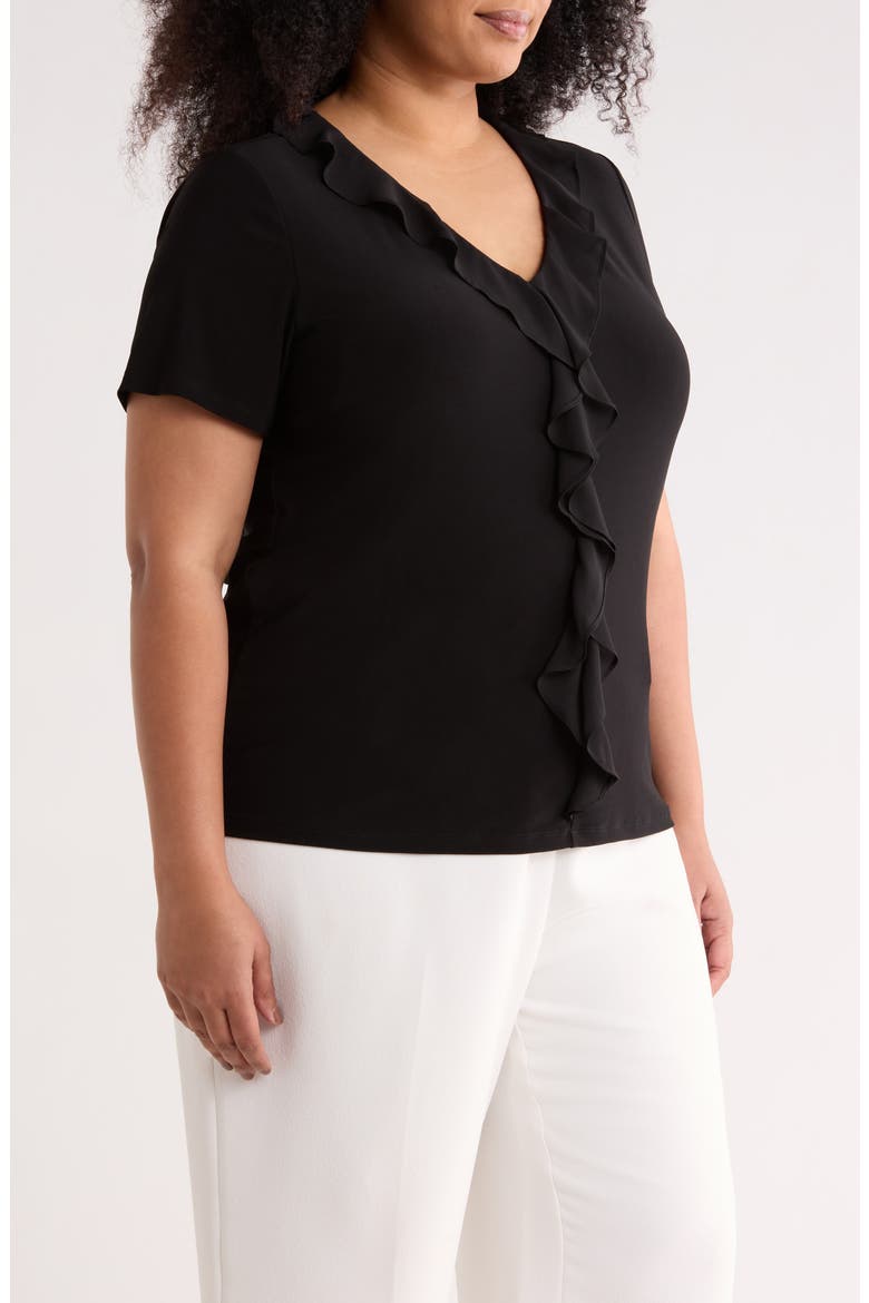 Cascade Ruffle Front Top, Alternate, color, ANNE BLACK