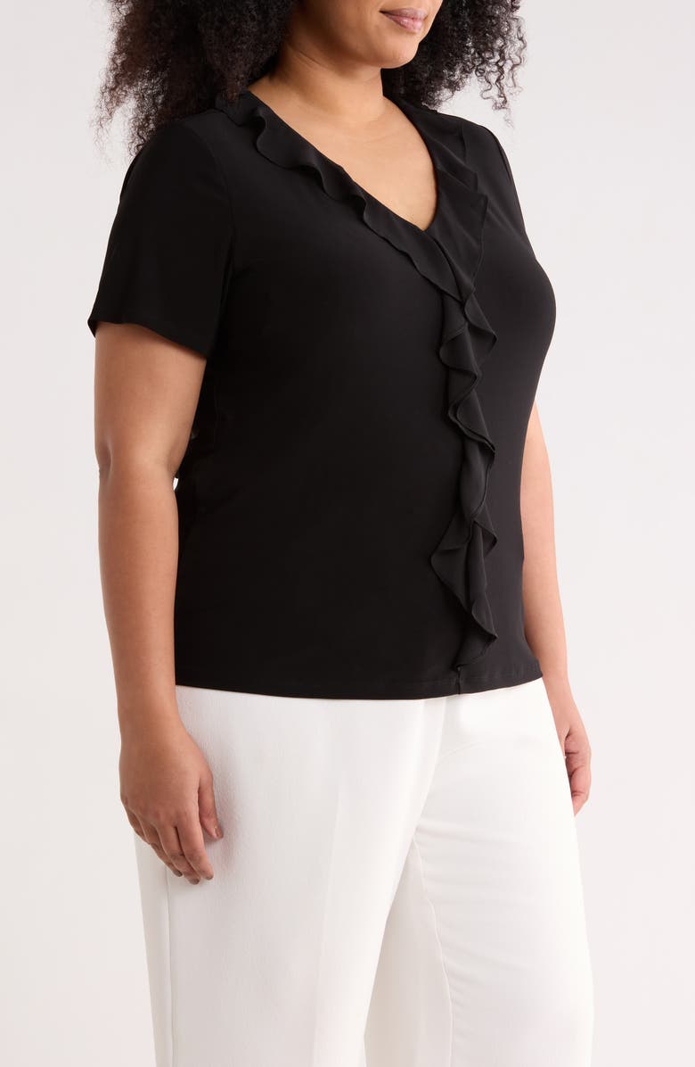 AK ANNE KLEIN Cascade Ruffle Front Top, Alternate, color,