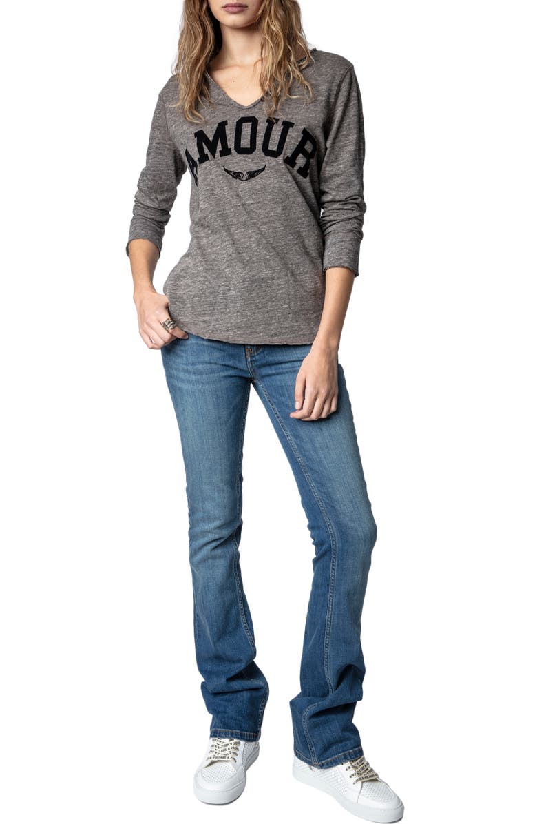 Zadig & Voltaire Overydye Long Sleeve Graphic Cotton Tee, Alternate, color,