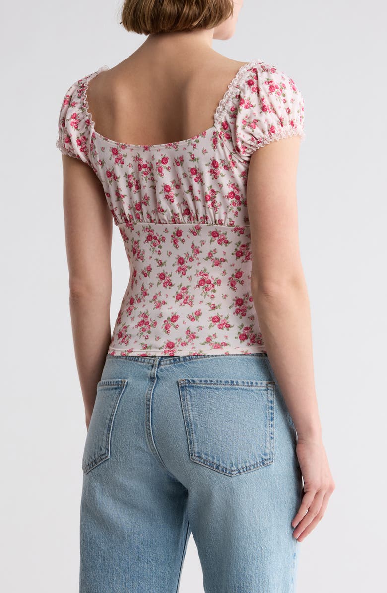 Lush Lace Trim Cap Sleeve Top, Alternate, color, Pink Floral
