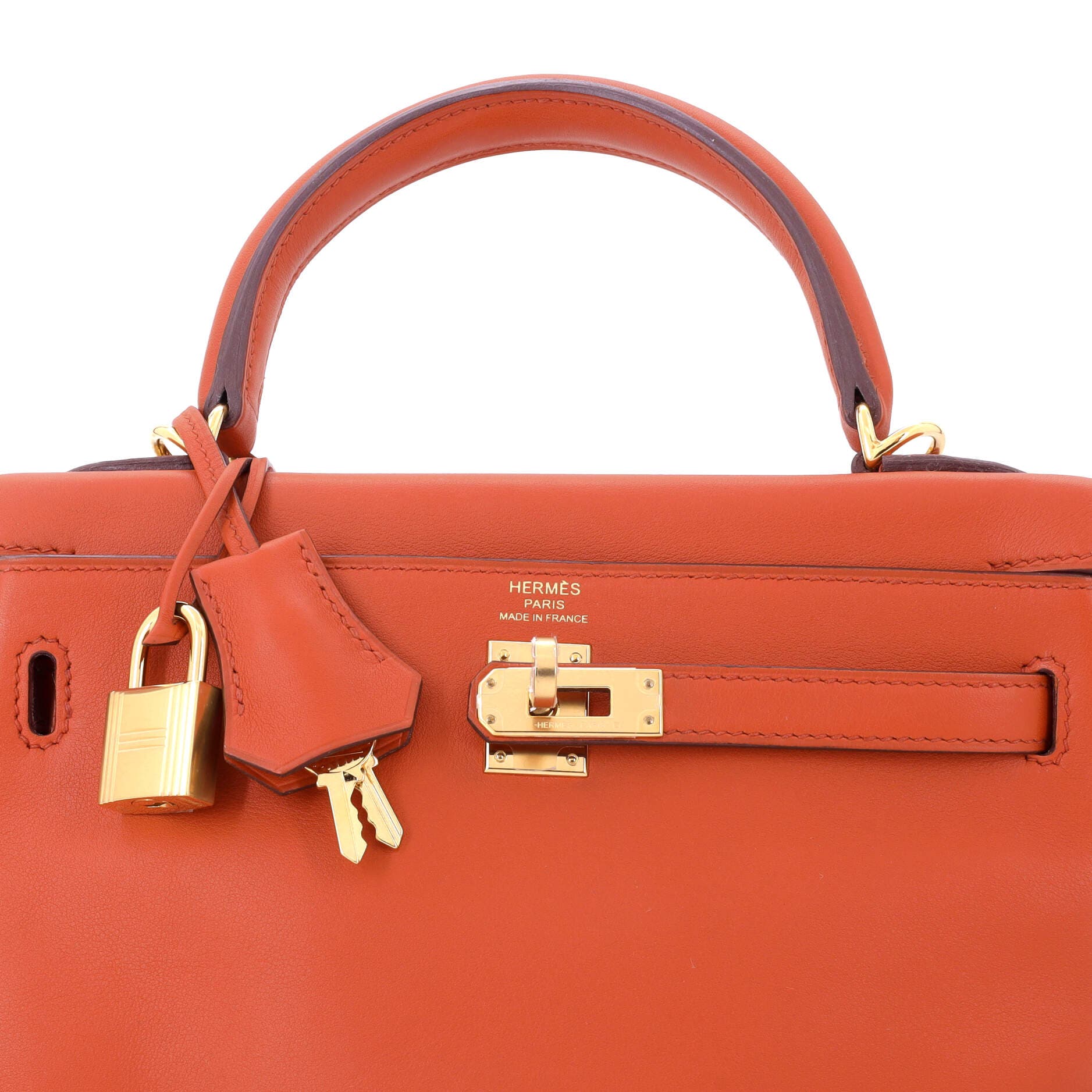 Pre-Owned Hermes Kelly Handbag Orange Swift with Gold Hardware 25, Alternate, color, 