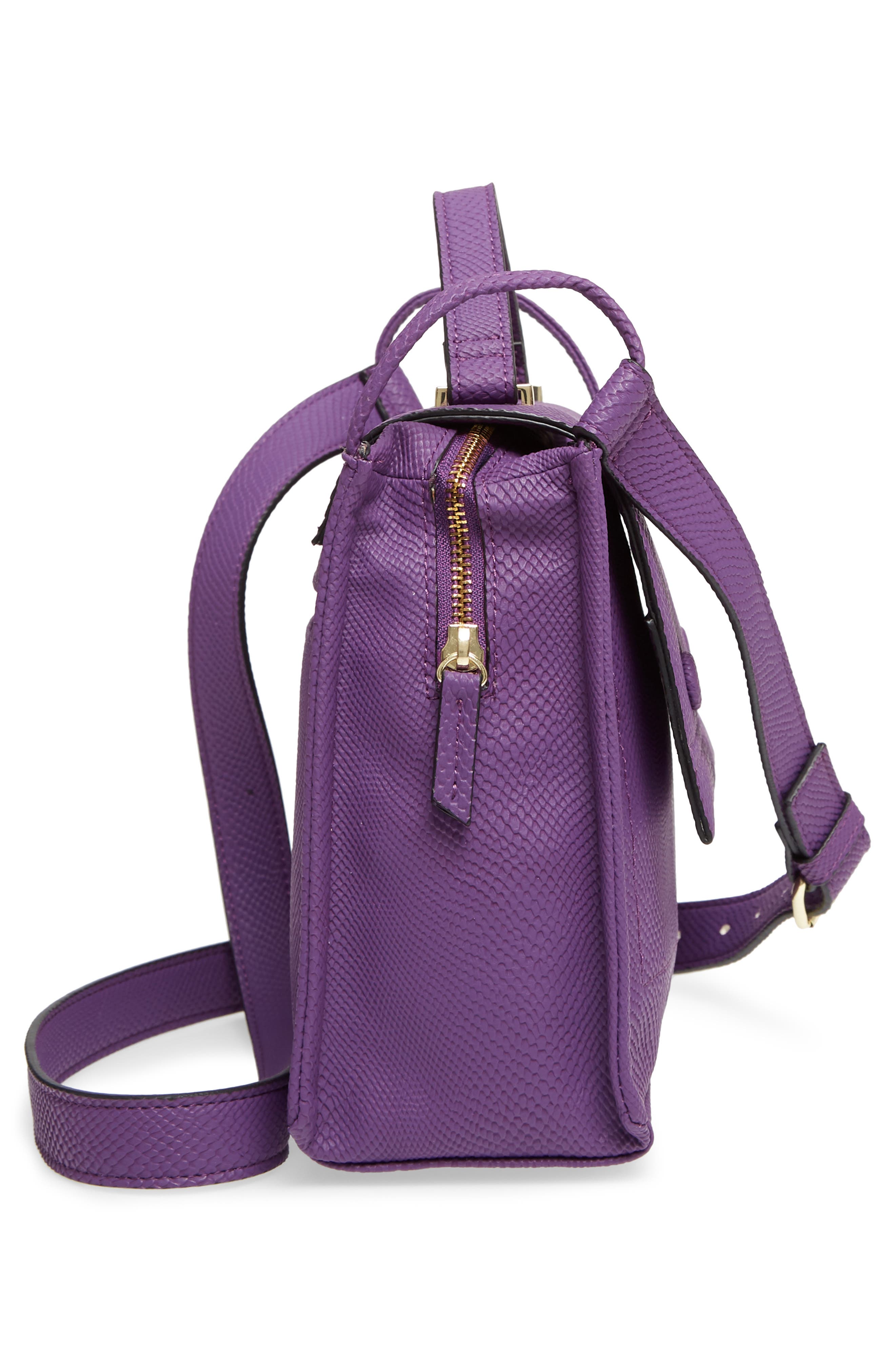 Nolan Faux Leather Crossbody Bag, Alternate, color, PURPLE SNAKE