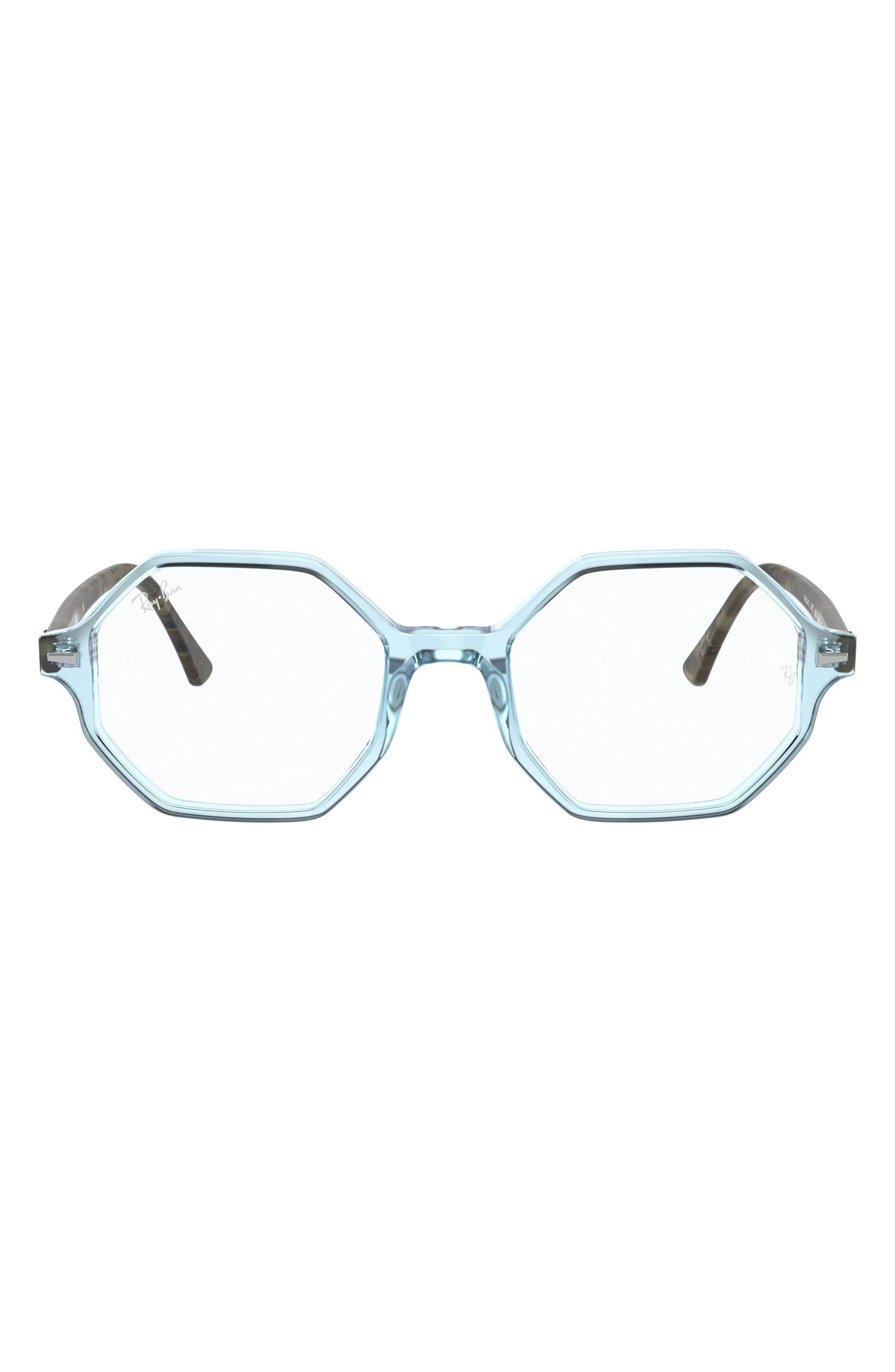 Ray Ban Ray-ban Unisex Britt 52mm Octagonal Optical Glasses In Blue