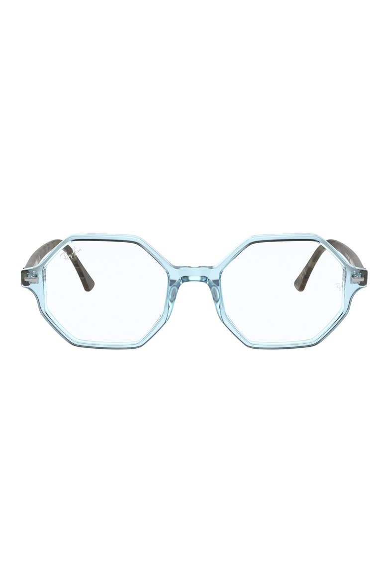 Unisex Britt 52mm Octagonal Optical Glasses, Main, color, SHINY LT BLUE