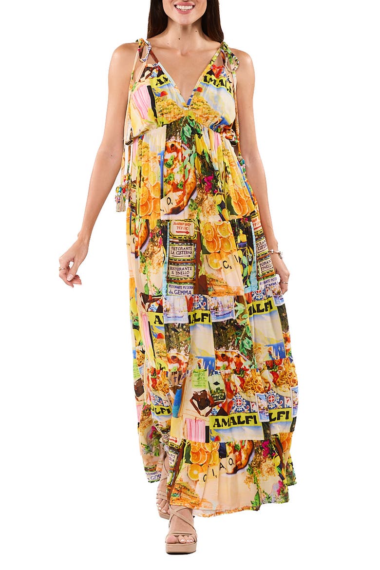 Print Maxi Dress, Main, color, MUSTARD