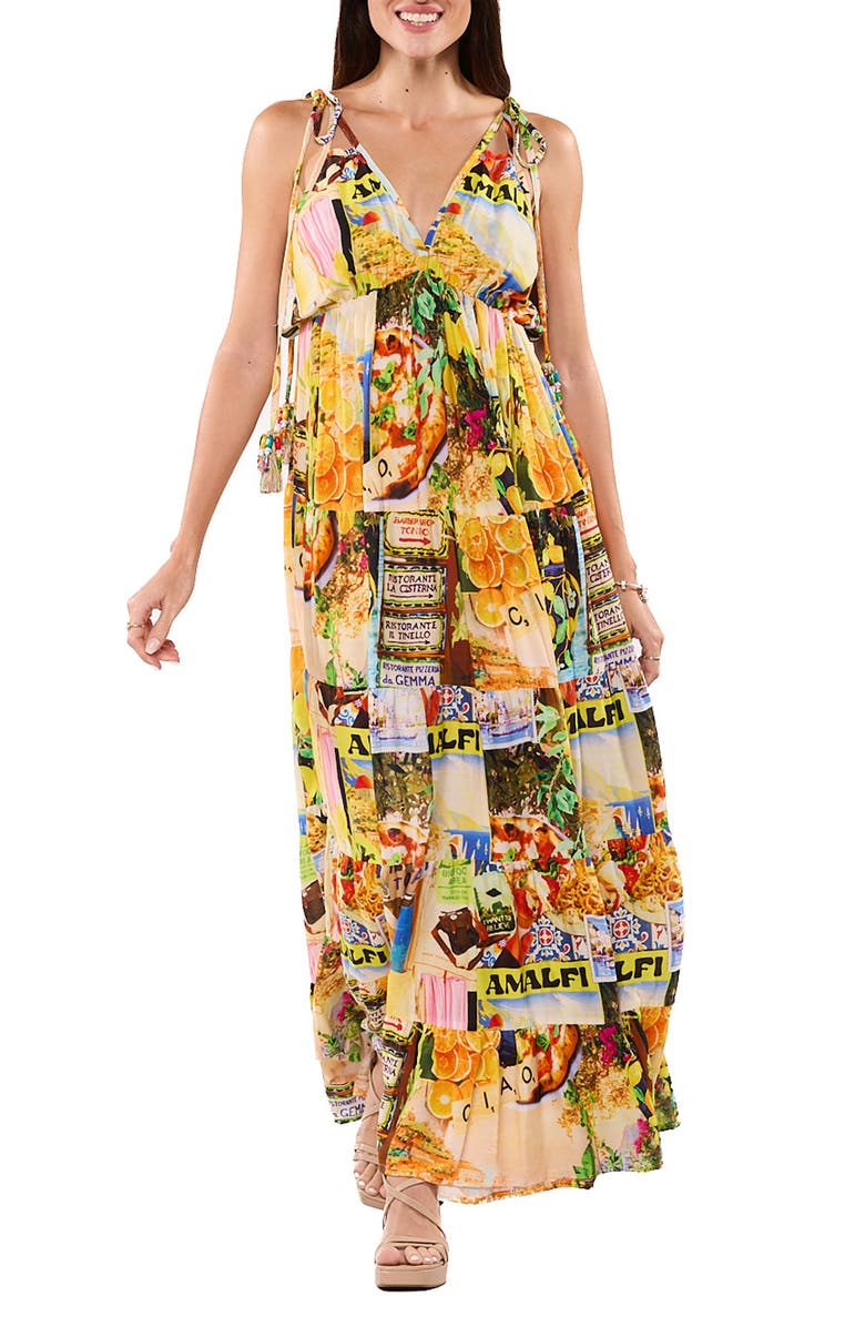 RANEES Print Maxi Dress, Main, color, Mustard