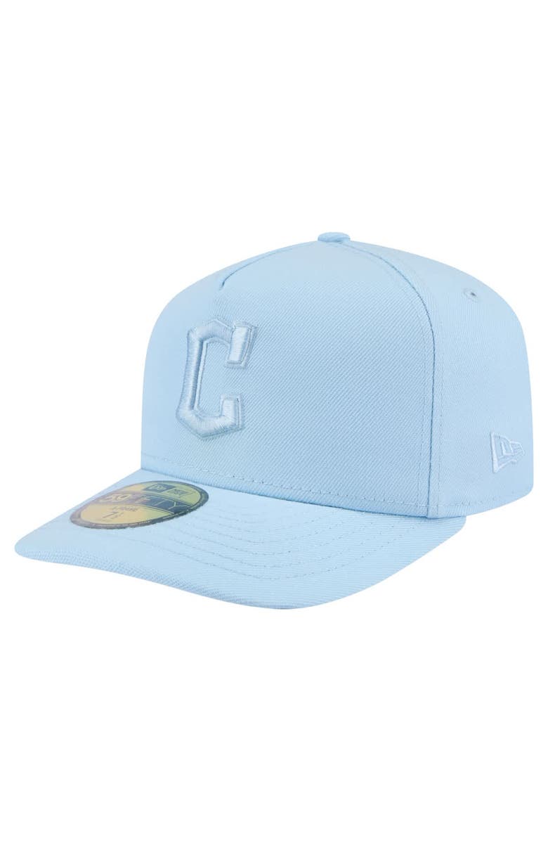 New Era Men's New Era  Light Blue Cleveland Guardians Color Pack A-Frame 59FIFTY Fitted Hat, Main, color, 