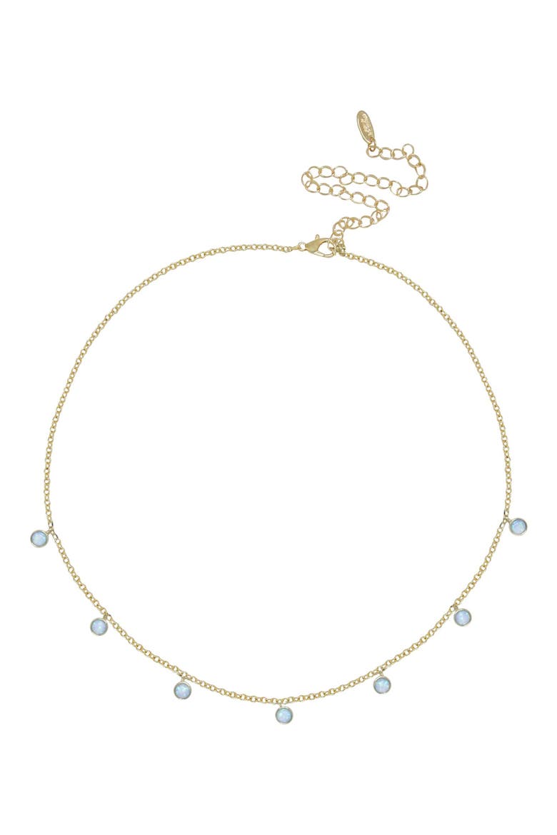 Blue Opal Disc Station Necklace, Main, color, GOLD