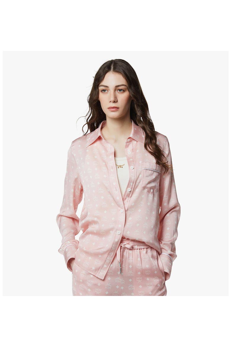 Silk Pajama Shirt, Alternate, color, Soft Pink
