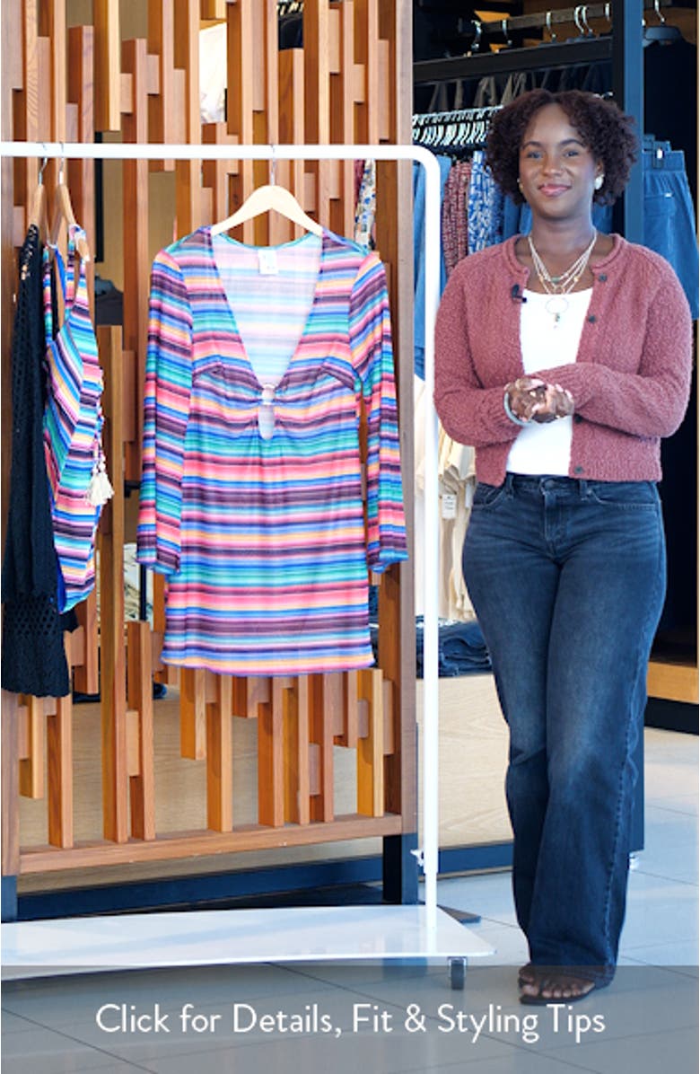 Vallarta Long Sleeve Sheer Mesh Cover-Up Tunic, sales video thumbnail