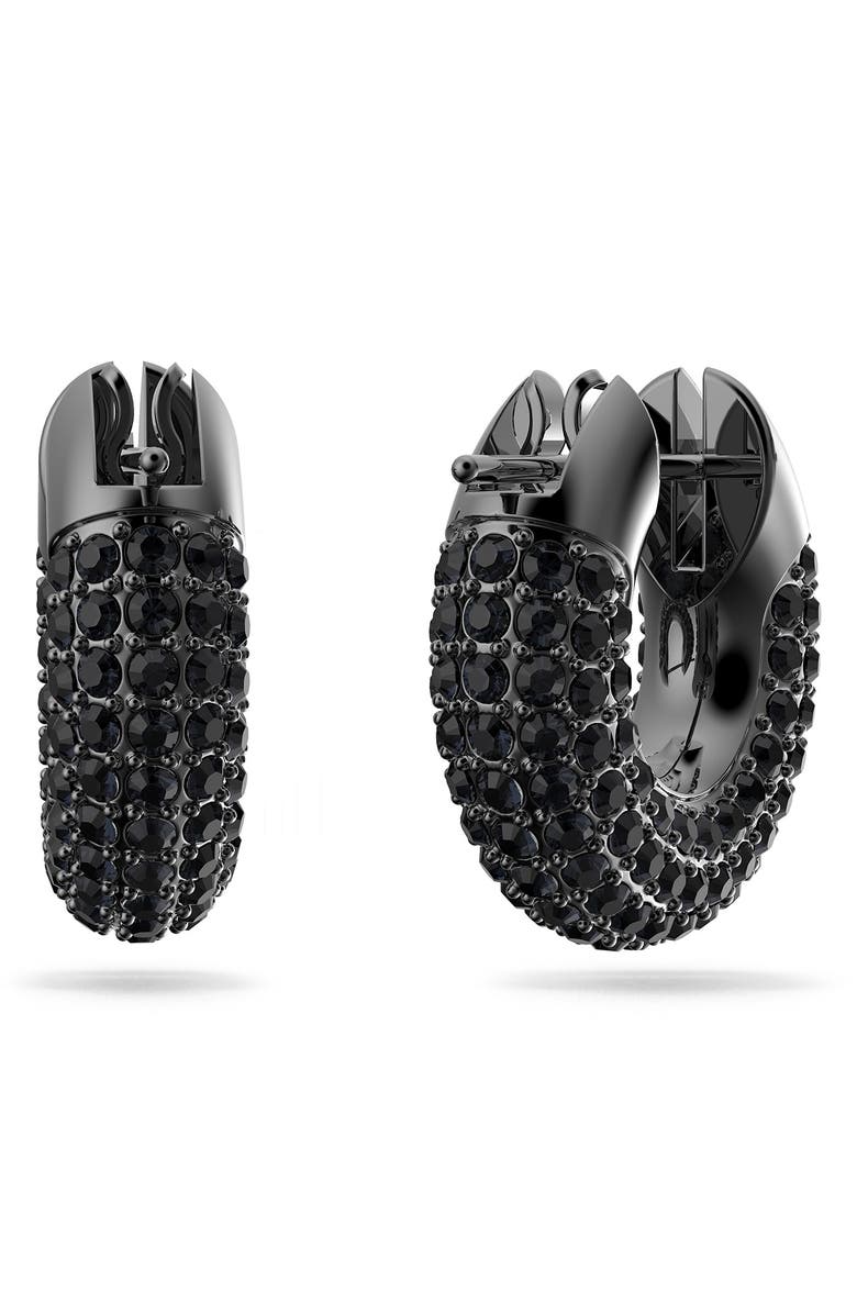 Swarovski Dextera Pavé Hoop Earrings, Alternate, color, Black