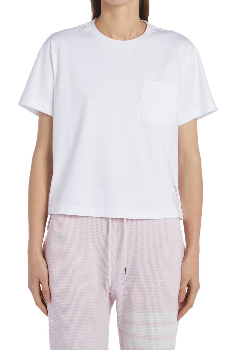 Thom Browne Medium Weight Cotton Jersey Boxy Pocket Tee, Main, color, White