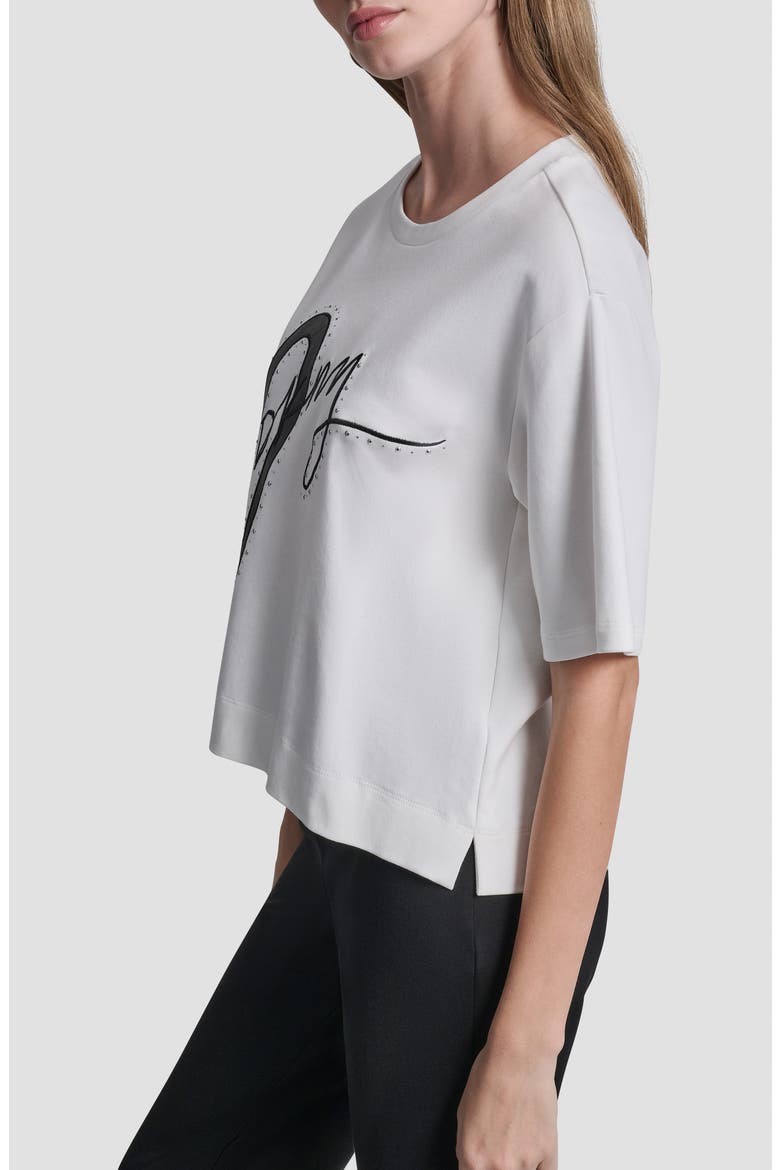 Stud Heart Appliqué T-Shirt, Alternate, color, WHITE