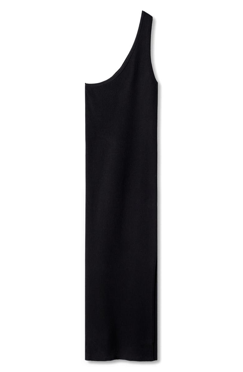 MANGO One-Shoulder Side Slit Rib Midi Dress, Alternate, color,