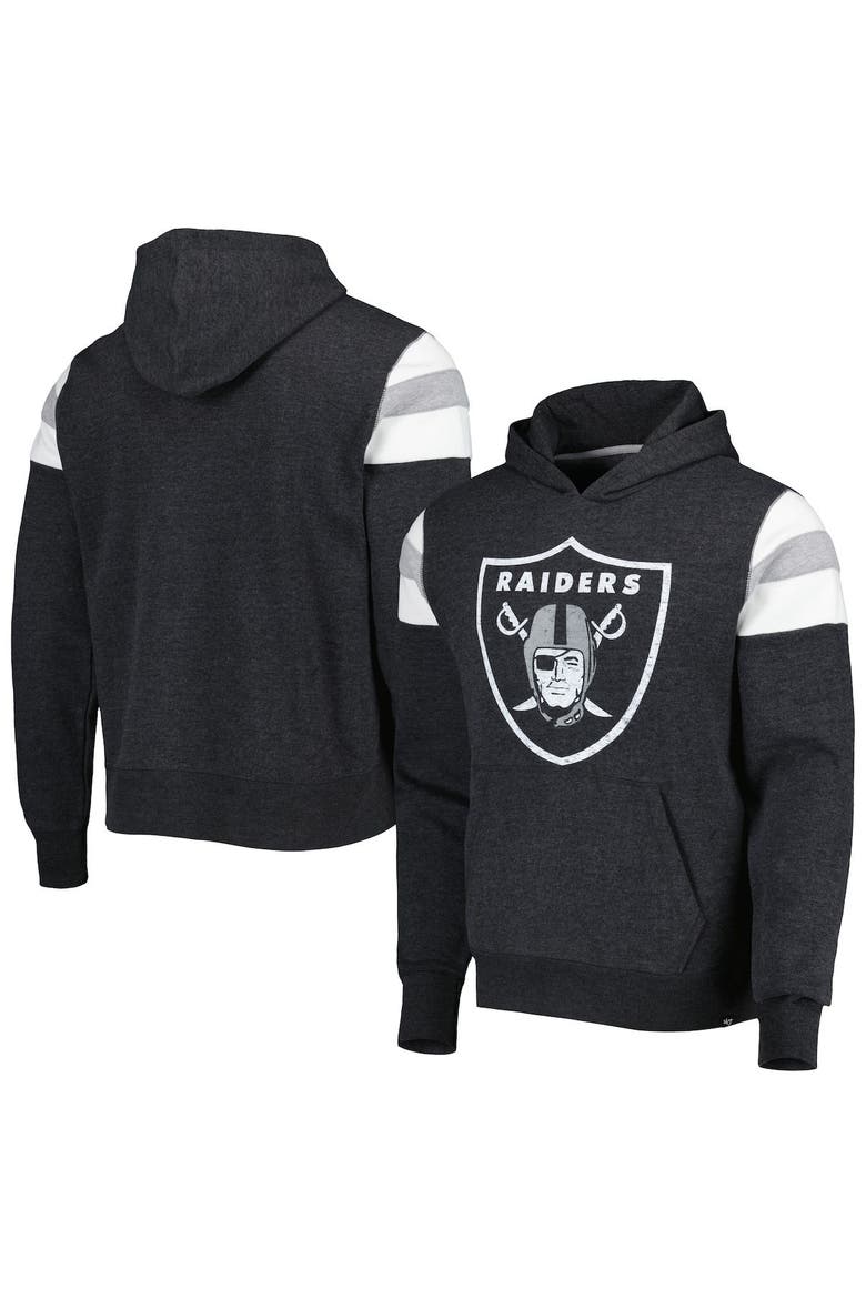 Men's '47 Heathered Black Las Vegas Raiders Premier Nico Pullover Hoodie, Alternate, color, Black