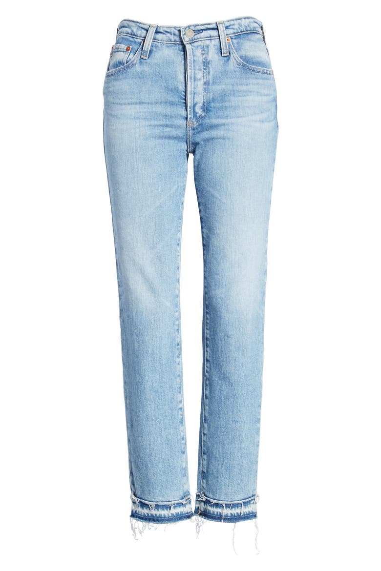 Isabelle High Waist Hem Detail Ankle Straight Leg Jeans, Alternate, color, 22YRS BLUE SOLS