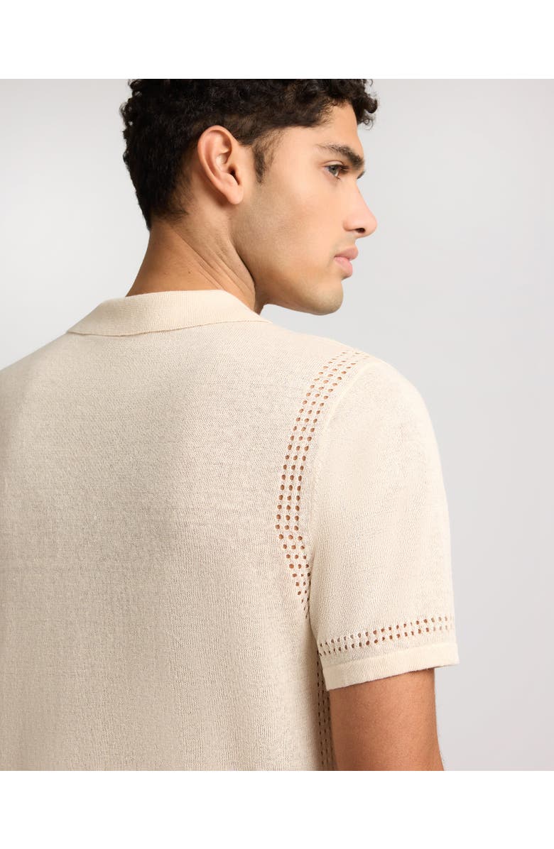 Onia Linen Knit Eyelet Camp Shirt, Alternate, color, Natural Melange
