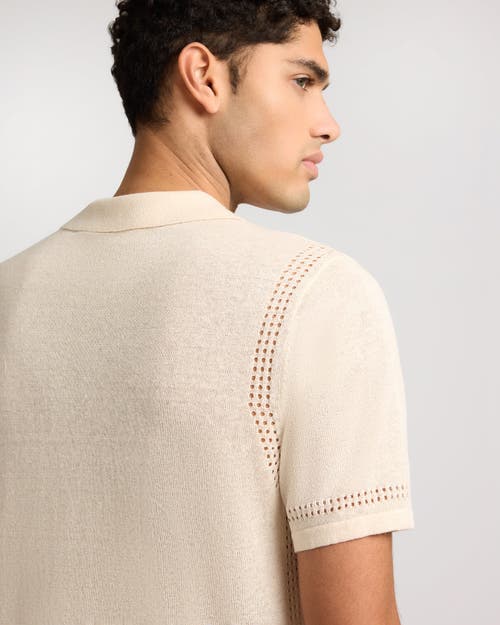 Onia Linen Knit Eyelet Camp Shirt In Neutral