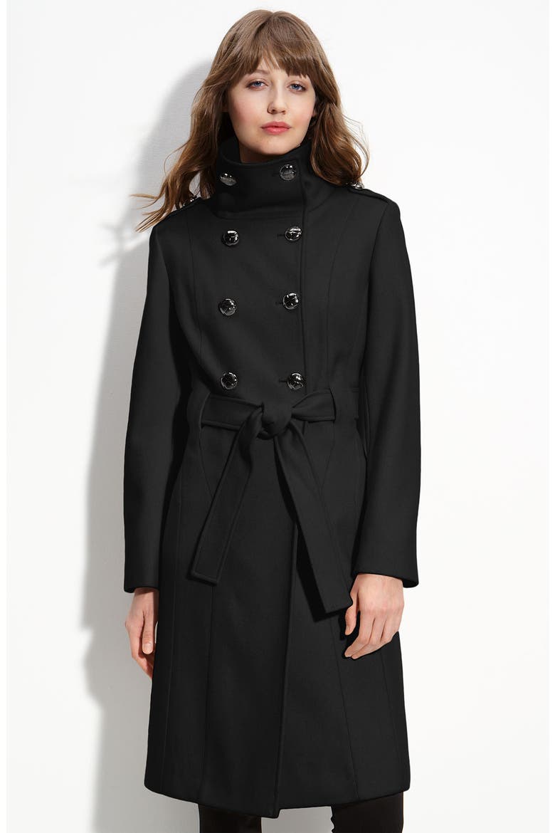 Double Breasted Wool Blend Coat, Main, color, BLACK