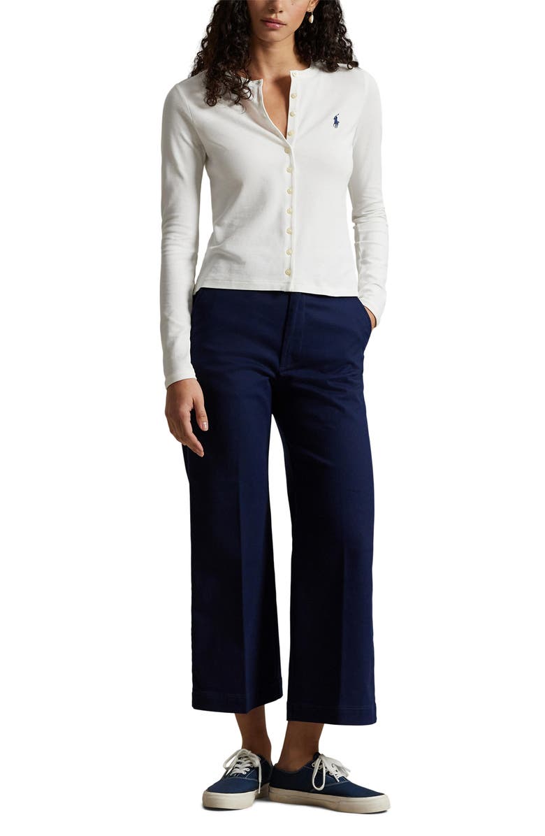 Polo Ralph Lauren Cotton Wide Leg Ankle Chinos, Alternate, color, Newport Navy