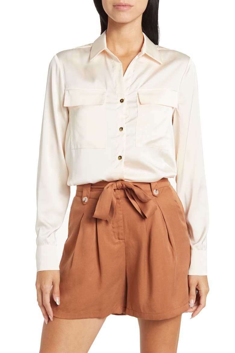 Long Sleeve Button-Up Shirt, Main, color, IVORY