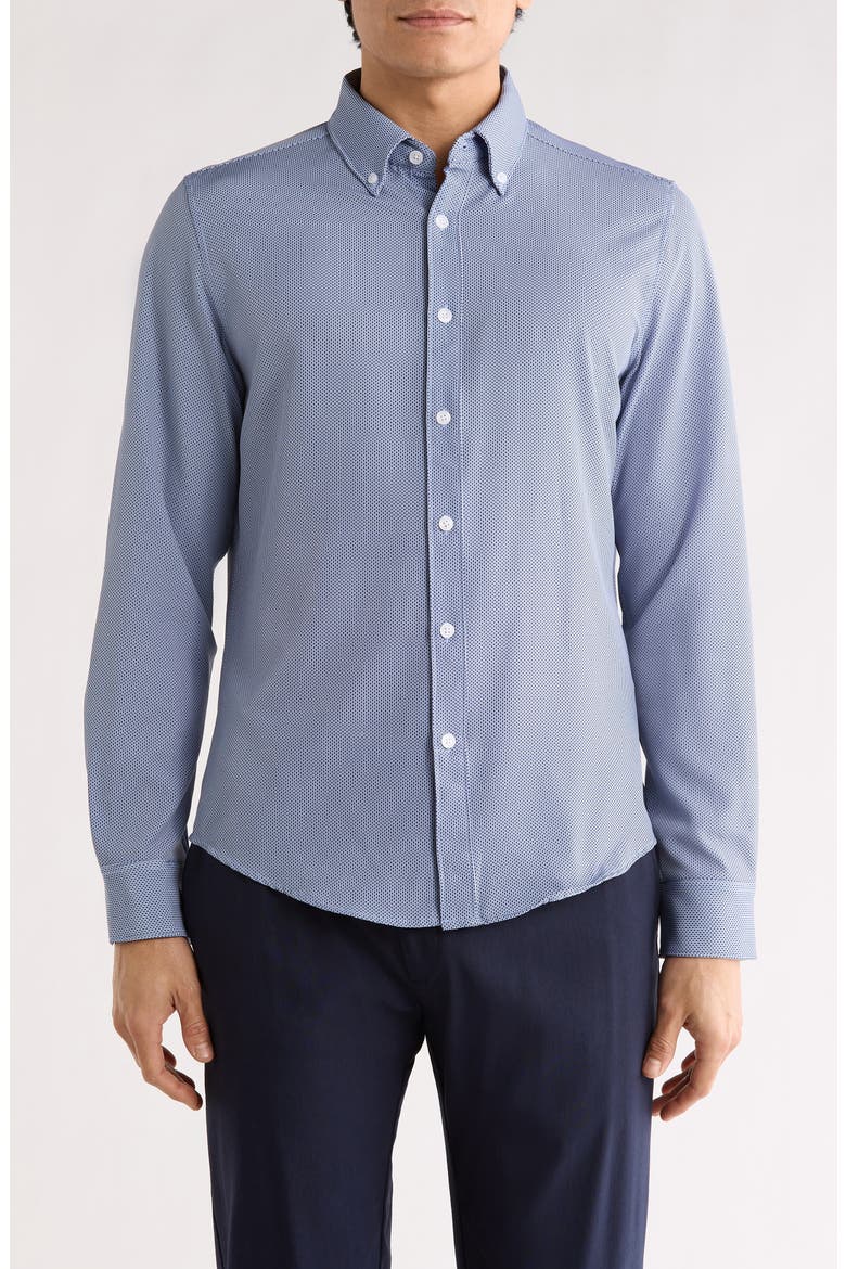 Micro Dot Tech Dress Shirt, Main, color, LIGHT BLUE
