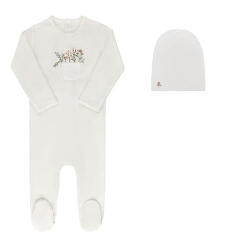 Velour Pocket Full of Flowers Collection - Footie + Cotton Beanie