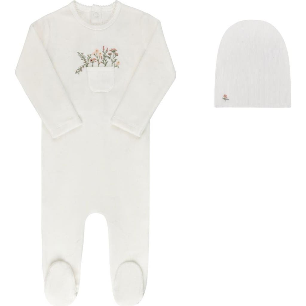 Ely's & Co. Velour Pocket Full Of Flowers Collection In Ivory/pink