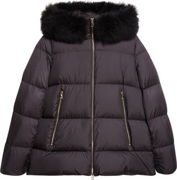 Moncler Laichefur Down Hooded Jacket with Removable Genuine