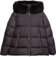 Moncler Laichefur Down Hooded Jacket with Removable Genuine Shearling Trim