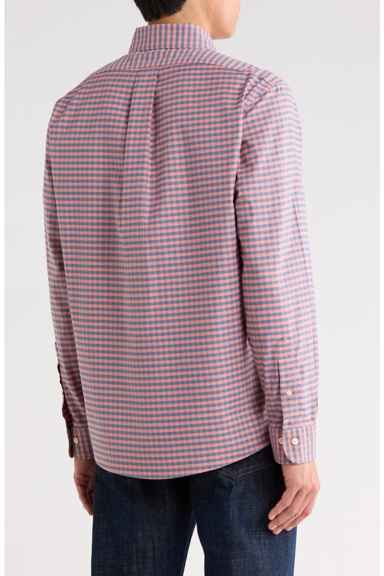 Regular Fit Gingham Stretch Cotton Oxford Button-Down Shirt, Alternate, color, BAROQUE/ NAVY