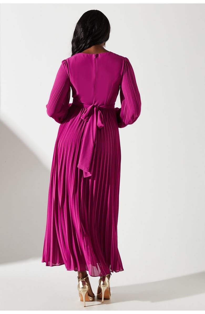 Coast Pleated Wrap Front Dress, Alternate, color, Magenta