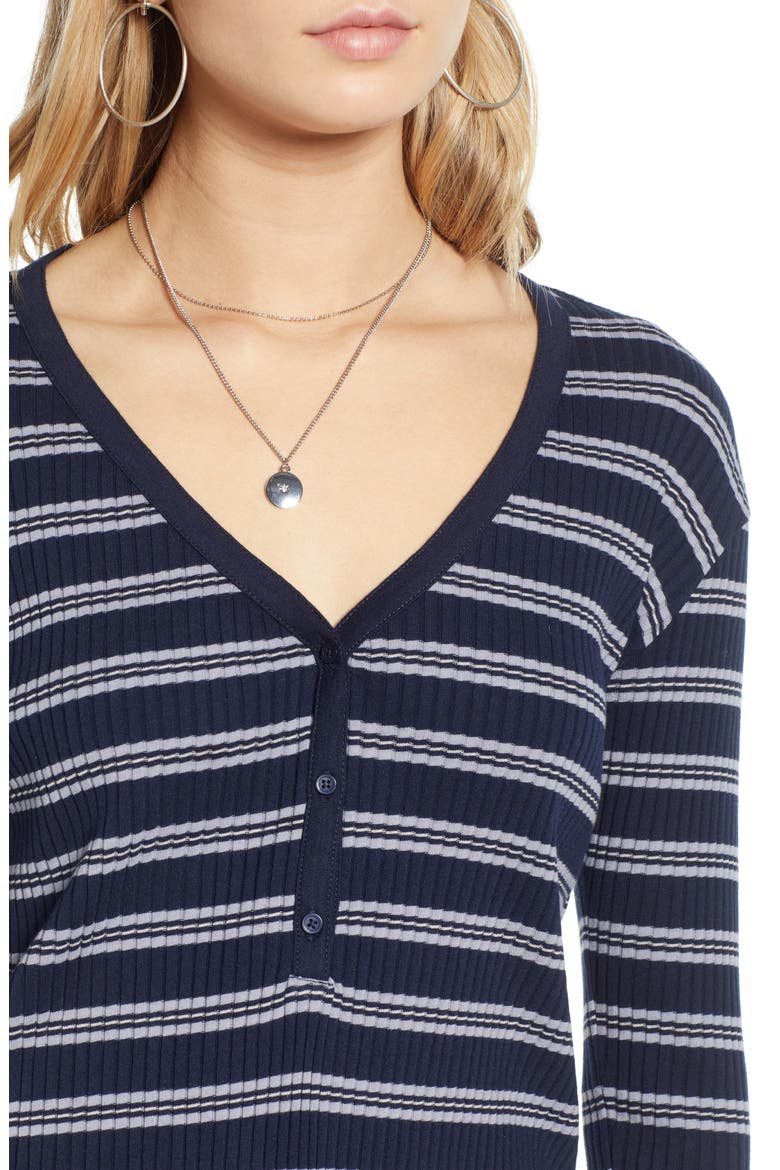 Ribbed Henley Top, Alternate, color, NAVY MARITIME MARLA STRIPE