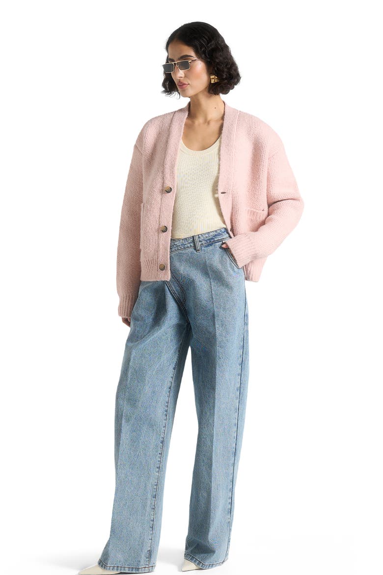 Charlie Unisex Knitted Cardigan, Alternate, color, Pale Pink