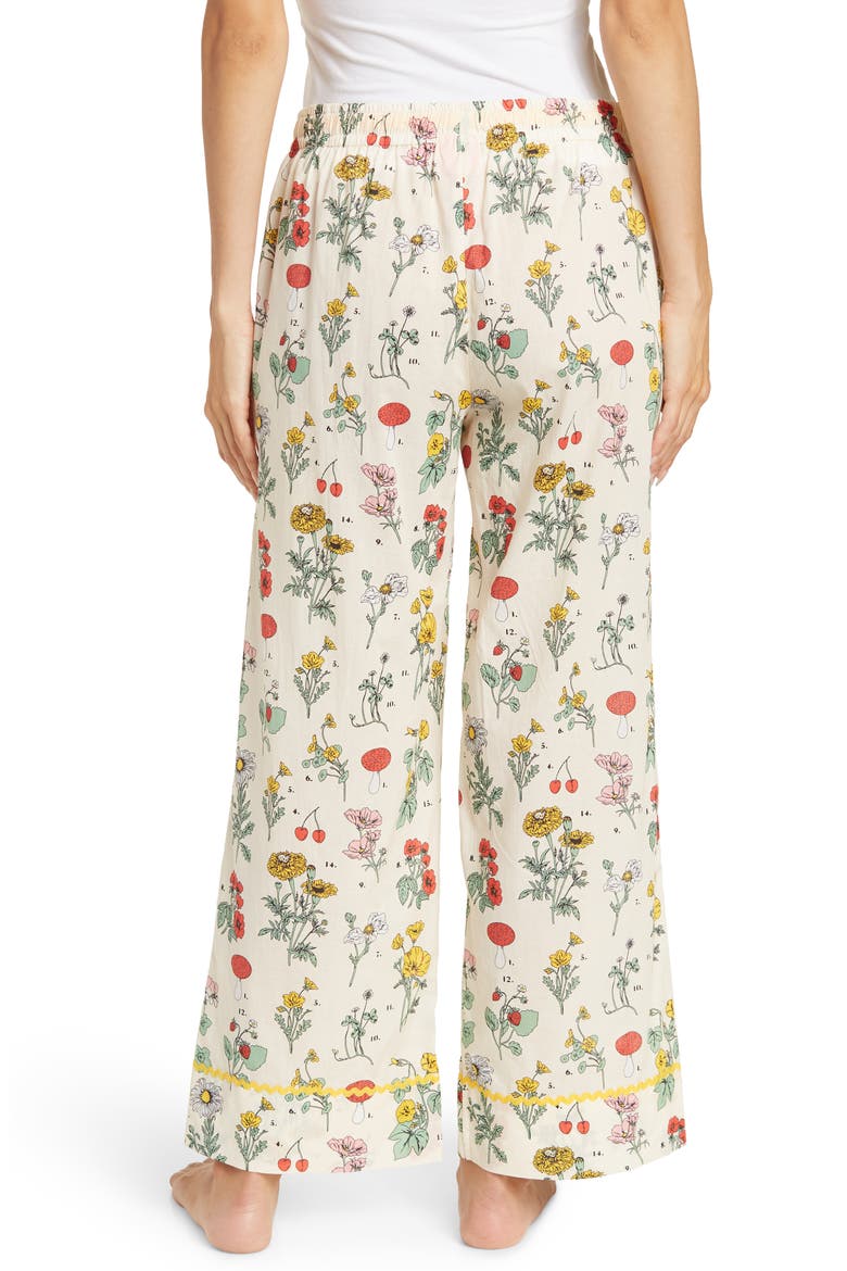 Women's Botanical Print Cotton Pajama Pants, Alternate, color, BEIGE