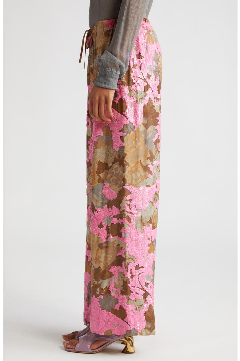 Puvis Floral Sequin Straight Leg Pants, Alternate, color, PINK 305
