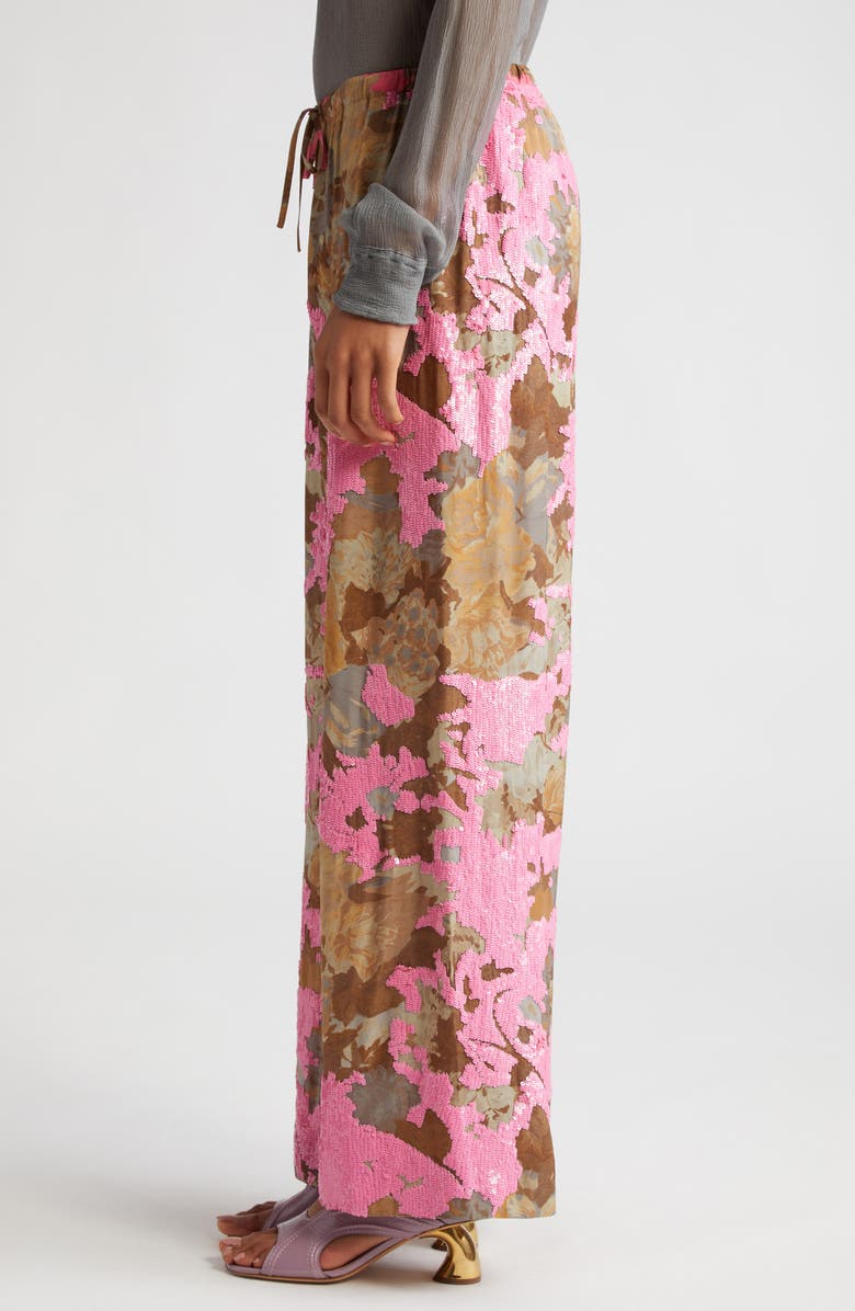 Dries Van Noten Puvis Floral Sequin Straight Leg Pants, Alternate, color, 