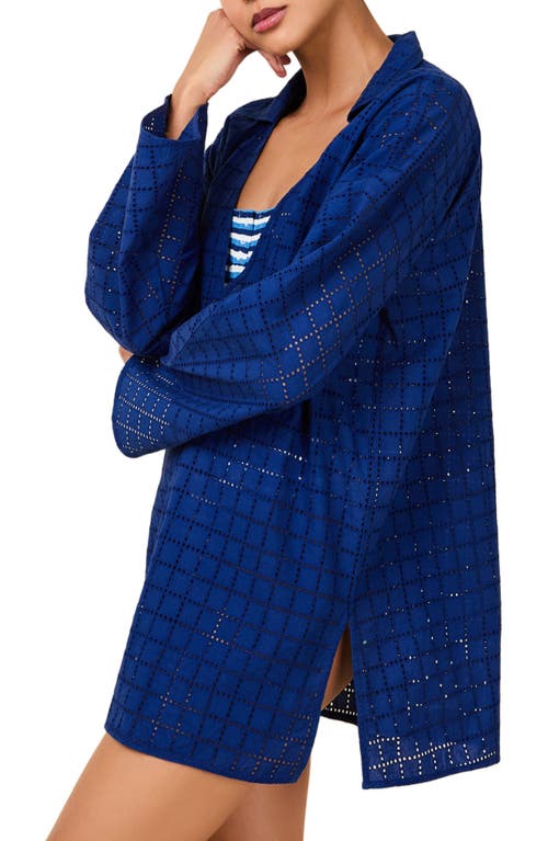 Solid & Striped The Alba Embroidered Eyelet Long Sleeve Cotton Cover-up Tunic