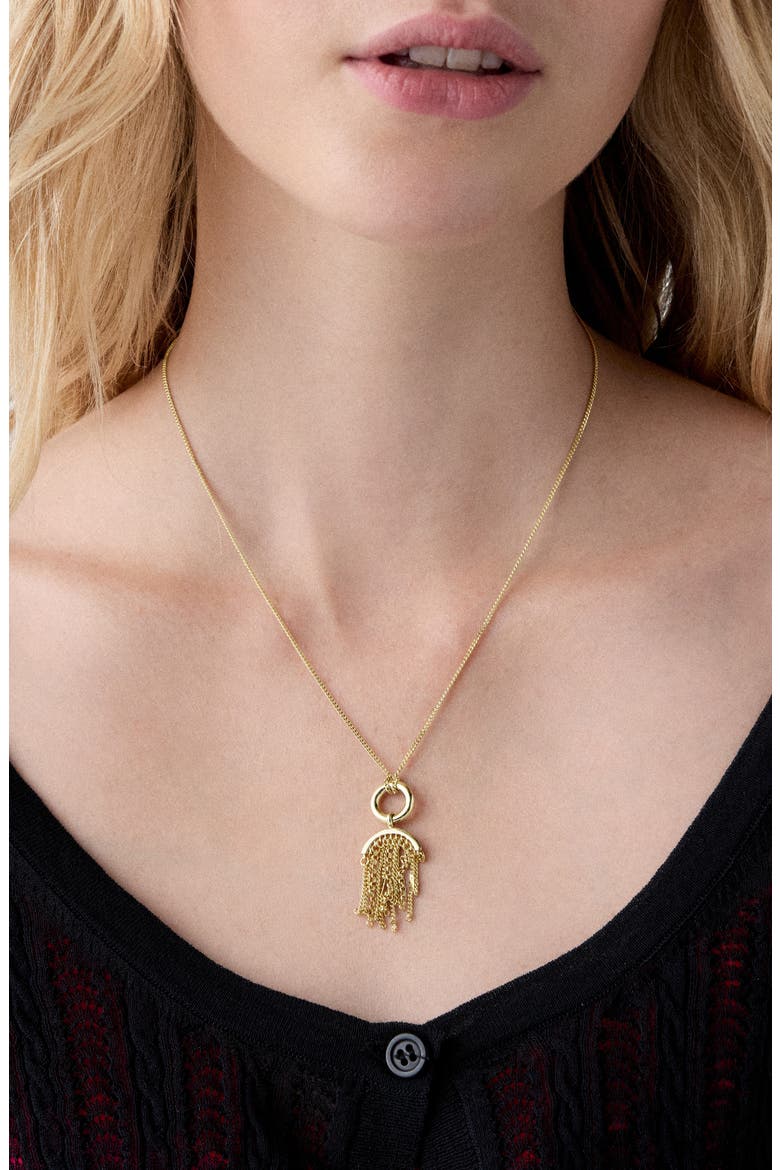 chain reaction tassel pendant necklace, Alternate, color, GOLD.