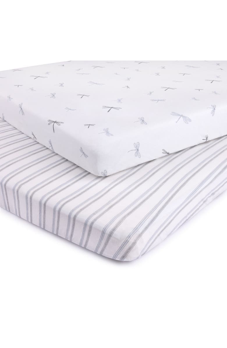 Ely's & Co. Baby Fitted Pack n Play - Mini Crib Sheet 2 Packs, Alternate, color, Dragonfly & Stripe