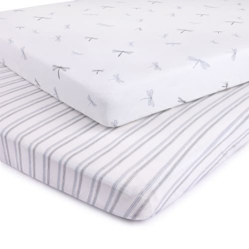 Mini Crib Sheet Baby Fitted Pack N Play In Dragonfly & Stripe