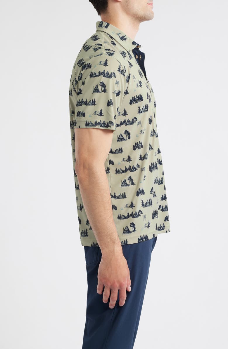 Swannies Carlin Camping Print Performance Golf Polo, Alternate, color, Tan